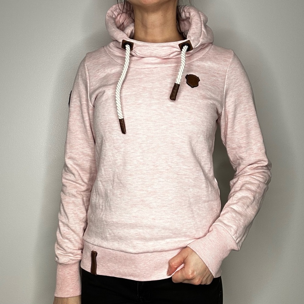 Naketano Blush Baby Pink Longs Sleeve Hoodie Sweatshirt M